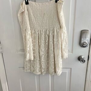 Cream Lace Off-Shoulder Dress